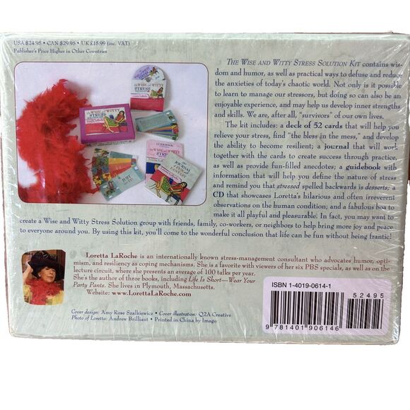 Loretta LaRoche - Wise and Witty Stress Solution Kit: Cards, Books, CD & Boa NEW - Picture 5 of 5